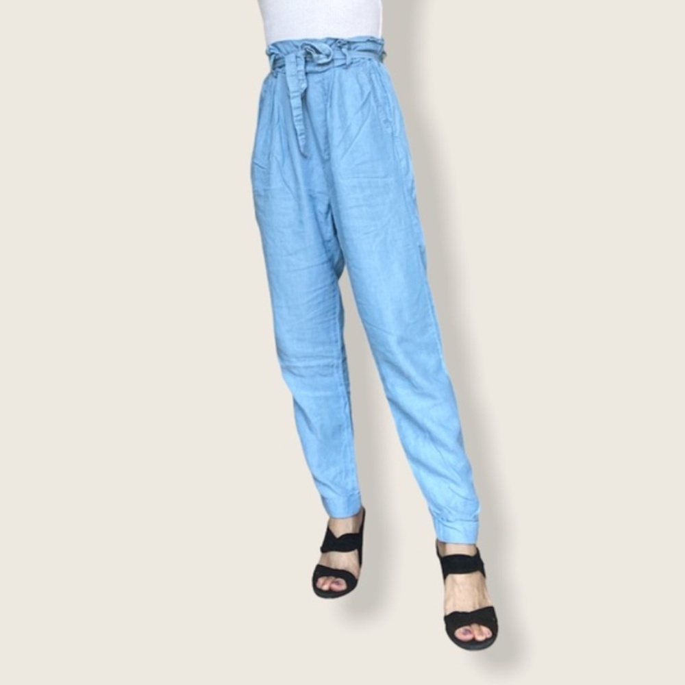 Light Blue Paperbag Pants